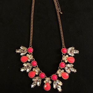 Two Toned Pink Rhinestone Statement Necklace